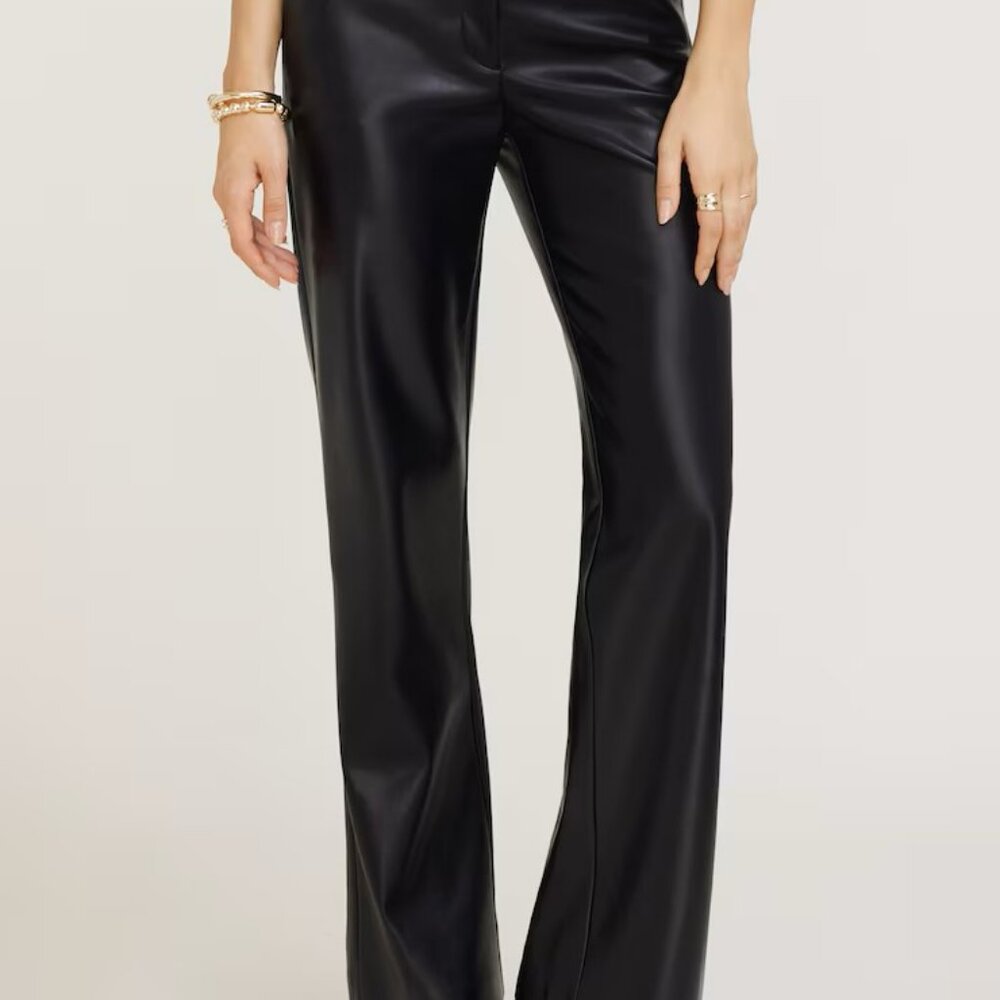 Dynamite Camelia Straight Leg Black Faux Leather Pants Size 00